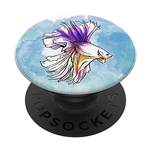 Freshwater Siamese Fighting Fish Watercolor Betta Fish PopSockets Swappable PopGrip