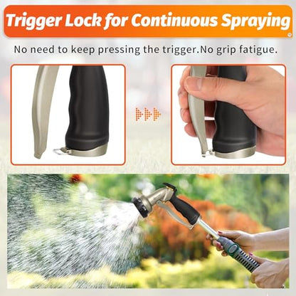 AUTOMAN Garden Hose Nozzle-7 Patterns Sprayer-2 Pack, Metal High Pressure Spray Nozzle, Heavy Duty Labor-Saving Design Water Hose Nozzle for Garden Watering, Car Washing, Window Cleaning, Pets Bathing - color: Metalic Sand ×2