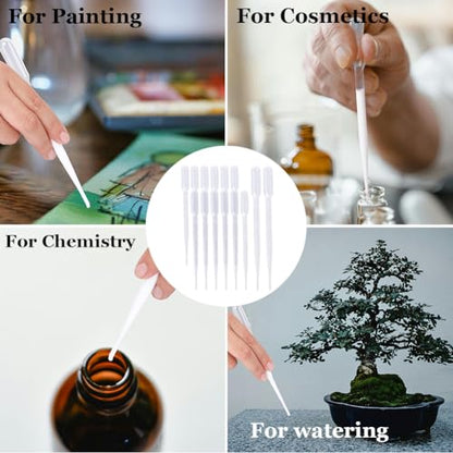 50Pcs 3ML Plastic Dropper Liquid Dropper Tool Clear Long Refillable White Essential Oil Laboratory Calibrated Eye Container Pipettes for Essential Oils Liquids Resin Activities Accessories - size: 6.3x0.51 inch(16x1.3cm)