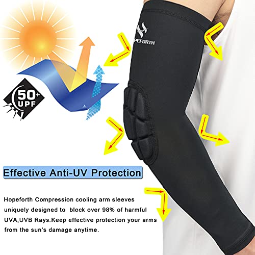 2PCS Padded Elbow Sleeves Compression Arm Protective Support - size: Large