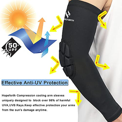 2PCS Padded Elbow Sleeves Compression Arm Protective Support - size: Large