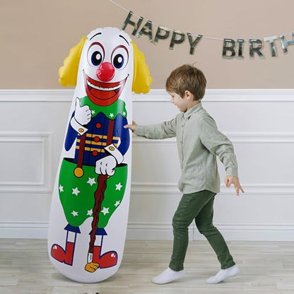 Jet Creations Inflatable Clown Punching Bag, 42" Tall | clown figure bop bag with weighted water base - you fill in water up to 1 gallon; for home activity, stress relief, parties