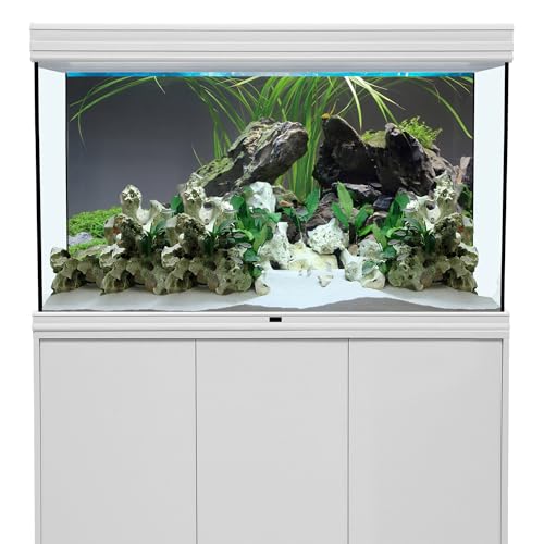 AWERT 48x18 inches Stone Aquarium Background Stone Aquatic Plant River Bed & Lake Seaweed Aquarium Vinyl Background Fish Tank Background - size: 48x18in/120x45cm