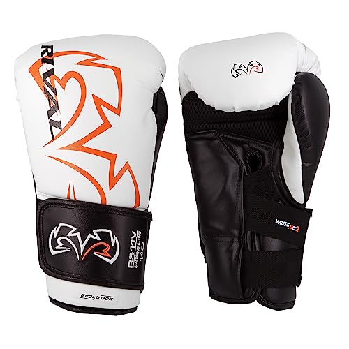 RIVAL Boxing RS11V Evolution Sparring Gloves, Extra-Thick 2” Padding, V-Strap Wrist Lock 2 System, Large Hand Compartment, and 15 Degree Angle Cuff - color: White, size: 14 oz.