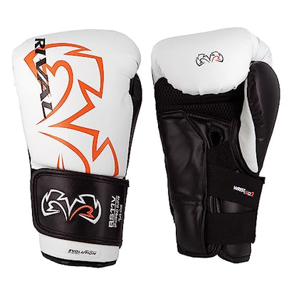 RIVAL Boxing RS11V Evolution Sparring Gloves, Extra-Thick 2” Padding, V-Strap Wrist Lock 2 System, Large Hand Compartment, and 15 Degree Angle Cuff - color: White, size: 18 oz.