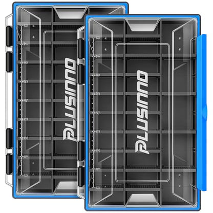PLUSINNO Tackle Box Organizer, 1/2 Packs Waterproof Tackle Trays, Fishing Tackle Box with Removable Dividers, Fishing Box Tackle Trays and Terminal Tackle Storage