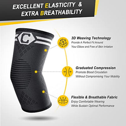CAMBIVO 2 Pack Elbow Brace Compression Sleeve, Tennis & Golfer's Elbow - color: Grey, size: Small