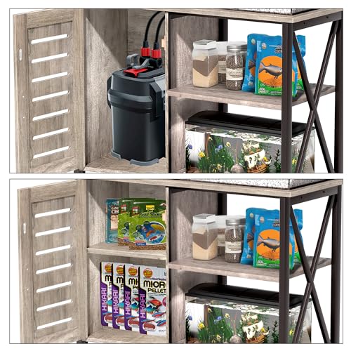 Herture 40-50 Gallon Fish Tank Stand, Aquarium Stand with Cabinet Accessories Storage, Heavy Duty Metal Frame, 40.55" L*18.89" W Tabletop, 1000LBS Capacity, Greige PG02YGZ