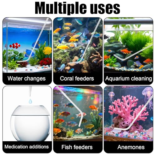 2pcs 50ml Aquarium Coral Fish Feeder, 65.5cm/27.79in Extra Long Turkey Baster with L-Shaped Extension Siphon Dropper & Fish Tank Water Changer Feeding Pipe Aquarium Cleaning Tools Accessories