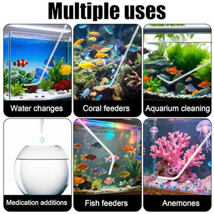 2pcs 50ml Aquarium Coral Fish Feeder, 65.5cm/27.79in Extra Long Turkey Baster with L-Shaped Extension Siphon Dropper & Fish Tank Water Changer Feeding Pipe Aquarium Cleaning Tools Accessories