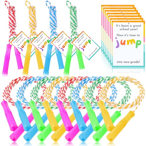 Soulchen 12 Sets Jump Rope Adjustable with Card Tag Rainbow Year-End Gift