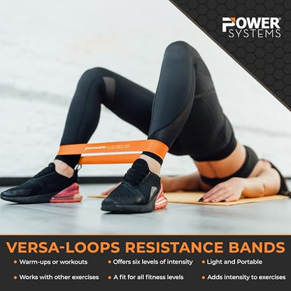Power Systems Versa Loops Commercial Grade Resistance Bands 10 Pack Color Coded Exercise Loop Bands for Strength Training Physical Therapy Home Gym - style: Medium