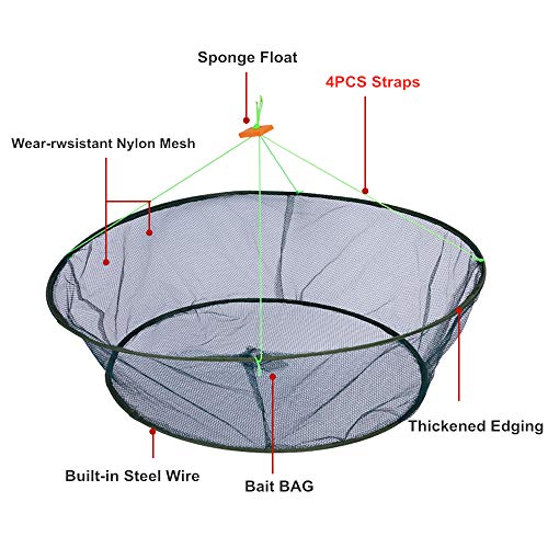 Persei Foldable Fishing Net Hand Casting Cage Crab Net for Fish Shrimp Minnow Crayfish Crab