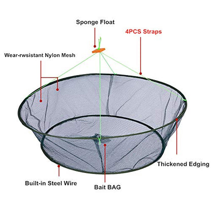 Persei Foldable Fishing Net Hand Casting Cage Crab Net for Fish Shrimp Minnow Crayfish Crab