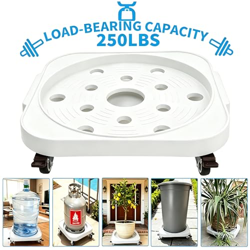 11" 5-Gallon Water Bottle Jug Caddy with 4 Rolling Swivel Casters - Heavy-Duty 5-Gallon Bucket Dolly & Plant Stand, (1, White) - color: White