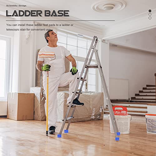 Homoyoyo 2pcs Non- Ladder Feet Pads Rubber Covers for Enhanced Stability and Safety Skid Mats for Ladders and Telescopic Stairs - color: Blue