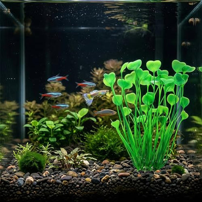 2 Pack Artificial Aquarium Plants, 15.8 Inch Tall, Seaweed, Purple, Plastic, Weighted Ceramic Base, for Aquarium, Indoor