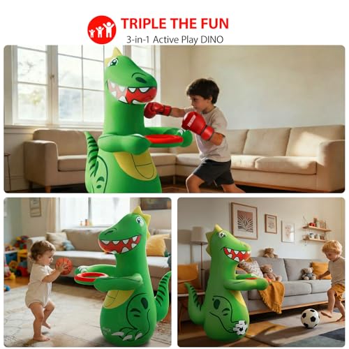 Toddler Punching Bag, 47" Inflatable Dinosaur Bop Bag