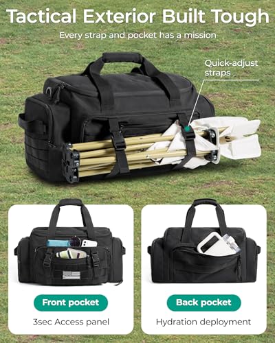 BAGSMART 4-IN-1 Gym Bag for Women Men, TSA Duffle Bag for Travel - color: Military Black