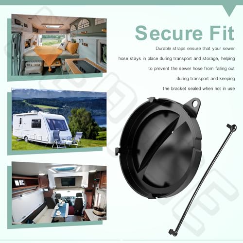 A040338BK Cap/Strap for Hose Carriers Compatible with Va-lterra, RV Sewer Hose Storage Cap for Camper Sewer Hose Carrier
