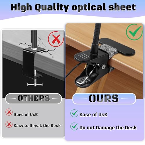 10X Magnifying Glass with Light, Clip on Mganifier with Light, 48 LED Desk Magnifying Glass wtih Clamp, 3 Modes Dimmable Magnifying LED Lamps for Bed Work Crafts DIY B