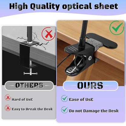 10X Magnifying Glass with Light, Clip on Mganifier with Light, 48 LED Desk Magnifying Glass wtih Clamp, 3 Modes Dimmable Magnifying LED Lamps for Bed Work Crafts DIY B
