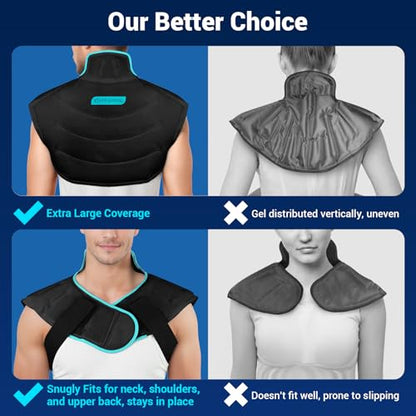 Comfytemp Large Ice Pack for Neck Shoulders Upper Back Pain Relief, Black - color: Black, size: Large