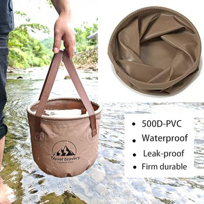 Collapsible Bucket，Folding Bucket，Suitable for Camping Fishing Hiking Gardening car Washing(Coffeecolour, 10L)