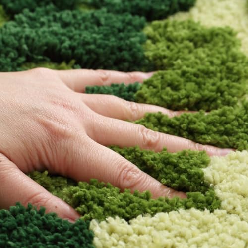 Moss Forest Bathroom Rug, Cute Cozy Green Plant Tufted Mat, Ultra Soft Microfiber, TPR Holder Backing, Absorbent Machine Washable, for Sink Bar, Shower and Bedroom, 19.7" x 31.5", Lawn - color: Lawn