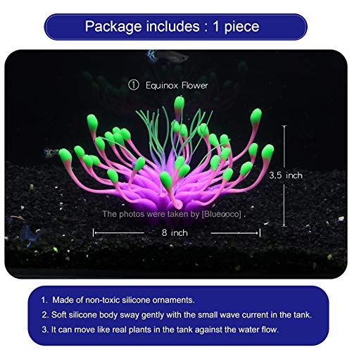 Soft Silica Gel Moves Naturally with Water Flow, Aquarium Decorations Glow in The Dark, Glowing Coral Ornaments for Fish Tank Decorations (Purple, Equinox)