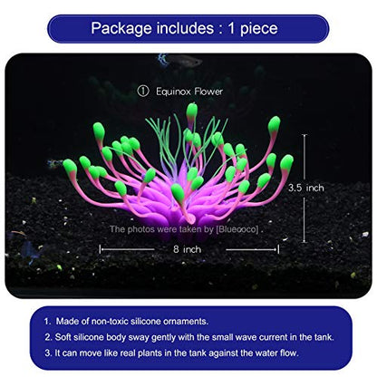 Soft Silica Gel Moves Naturally with Water Flow, Aquarium Decorations Glow in The Dark, Glowing Coral Ornaments for Fish Tank Decorations (Purple, Equinox)