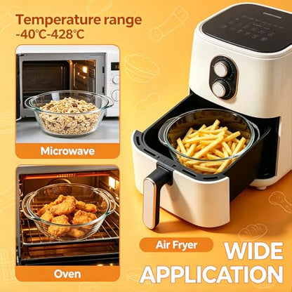 Soup Bowls Round Baking Pan, 2 Pack Glass Bowls for Eating, Round Bakeware Dishes for Air Fryer Omelette, Perfect for Reheating Individual Portions in Oven Microwave - size: Medium-Round