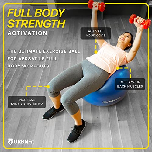 URBNFit Yoga Ball - Anti-Burst Exercise Ball Large - color: Pink, size: M (20" - 22") 55cm