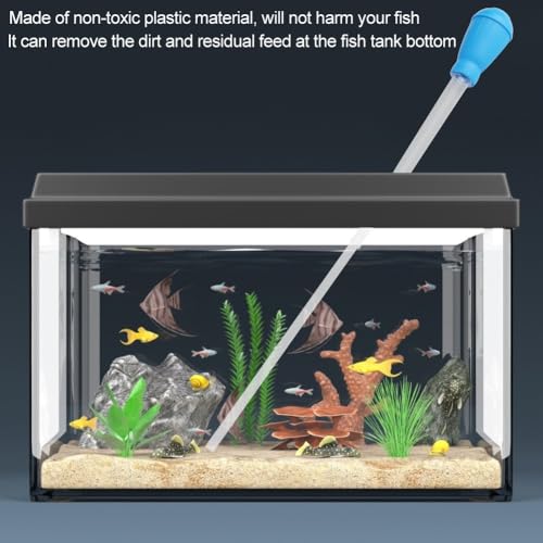 11.2 inch Aquarium Gravel Cleaner with Extension Tube 10ml/15ml/20ml/30ml Scale Plastic Siphon for Fish Tank Cleaning and Water Changing