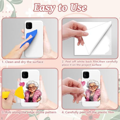 Peacoblue 18 Sheets Rub on Transfers for Crafts, Funny Grandma 3.6"x3.9" UV DTF Cup Wraps Waterproof Rub on Cold Transfers Stickers for Wood Glass Metal Cup Tumblers Mirrors Mugs Home Decor - style: Funny Grandma