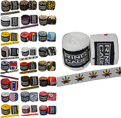 Ring to Cage Handwraps Mexican Style Stretchable- Patterned 180" Long - 23 Color Patterns - color: Rastafarian White
