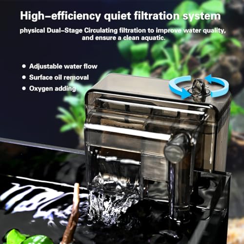 Glass Fish Tank Kit,2.8 Gallon Fish Tank,Small Aquarium, Ultra-Clear Nano Aquarium,Betta Fish Tank,Small Fish Tank,Aquarium Starter kit,Desktop Fish Tank,with Light and Filter