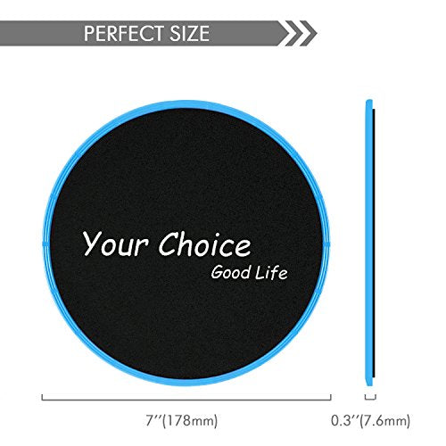 Your Choice Core Sliders - Dual Sided Exercise Gliding Discs for Carpet & Hardwood, 7" Workout Sliders
