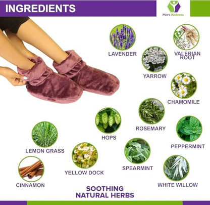MARS WELLNESS Heated Microwavable Booties - Microwave Slipper Warmers | 3 Pack - Mauve Heated Socks, Great Gift for Women and Men - color: Mauve, size: Pack of 3