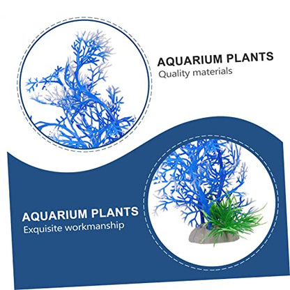 balacoo 5pcs Artificial Aquarium Water Plants Faux Grass Decor for Fish Tank Non-Fading No Deform Plastic Aquatic Plants Base for Easy Setup