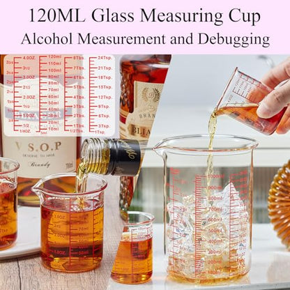 Ackers 7-Piece Glass Measuring Cup Set, Borosilicate Beaker Style Nesting Liquid Measuring Cups