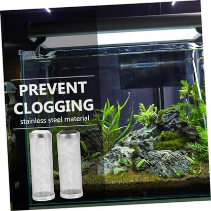 Happyyami 4pcs Stainless Steel Aquarium Cover Easy to Install Fish Tank Protective Cover Prevents Debris from Entering Extends Lifespan Compatible Inlet