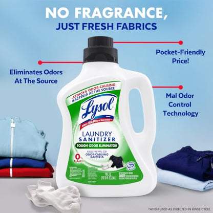 Lysol Laundry Sanitizer, Detergent Additive, Tough Odor Eliminator, 90oz