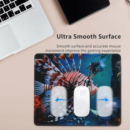 Mouse Pad Square Cute Mouse Pads for Wireless Fish in Fish Tank Mouse Mat with Non-Slip Rubber Base Washable Computer Mousepads Small Mouse pad for Home Office Gaming Working Desk Decor 8.3 x 10.3 in