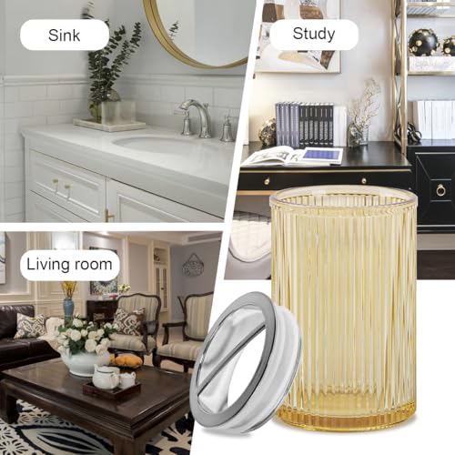 Toothbrush Holders for Bathrooms, 2pcs Glass Toothbrush Holder, 12oz Bathroom Tumbler and Mouthwash Cup, Tooth Brush and Toothpaste Organizer for Bathroom Vanity Countertop (Amber Silver) - color: Amber Silver