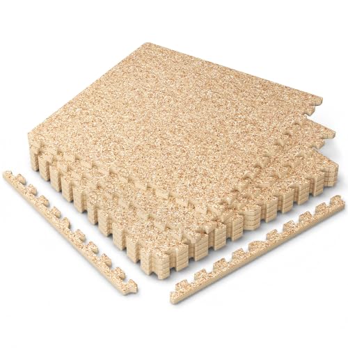 0.6" Thick Rubber Top Gym Flooring Mats for Home Gym - color: Wood-0.6", size: 24 Sq Ft (6 Tiles)