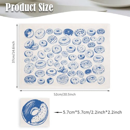 SUPERDANT 5 Sheets Blue Doughnuts Underglaze Transfer Paper Pottery Waterslide Decals Dessert Ceramic Underglaze Sheets for Cups Vases Plates Trimmable Decals - style: Doughnuts