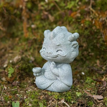 Aquarium Dragon Statue Meditation Dragon Figurines Zen Yoga Collectible Sculpture for Fish Tank Flower Pot Aquarium Decor (A)