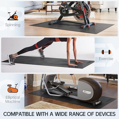 Exercise Equipment Mat for Bike, Treadmill, Elliptical, Yoga - size: 84"L x 36"W x 0.2"Th