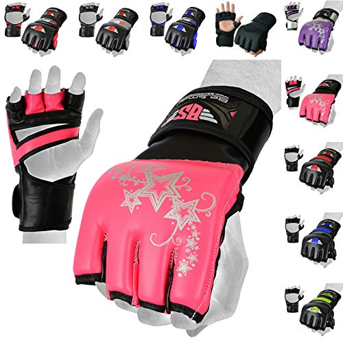 MMA Gloves, UFC Kickboxing Gloves, MMA Sparring Gloves, MMA Training Equipment, Fighting Gloves for Mixed Martial-Arts, MMA Training Gloves Adults Men & Women by BeSmart - color: Pink, size: Large